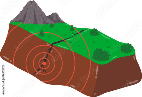 Titik Bencana Getaran Tektonik Menghasilkan Retakan Besar