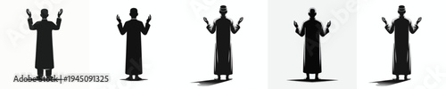 vector silhouette of a Muslim standing in a prayer gesture with raised hands