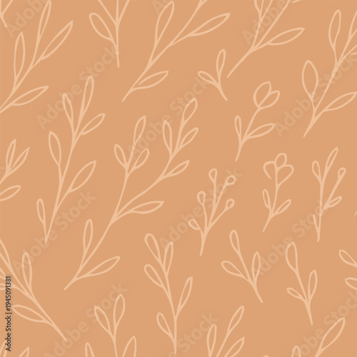 Vector pattern background featuring repeating fern leaves arranged in a natural flow, creating a fresh botanical design suitable for decorative surfaces and textile prints.