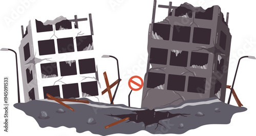 Earthquake Disaster Heavily Damaging Urban Building