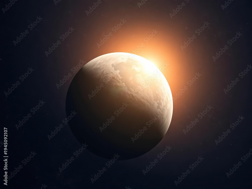 Obraz premium A colossal, luminous orb dominates a star-dusted night sky, casting an ethereal glow, large, natural