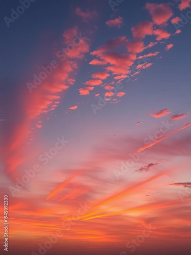 Crimson and amber clouds painted across the twilight sky at sunset,  amber,  beauty