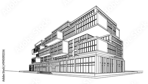 Abstract architecture building with modern design and sleek lines illustration
