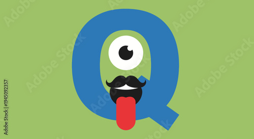 Funny Cartoon Letter Q Monster