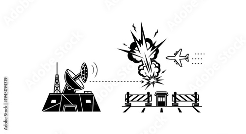 Radar station detects incoming plane, causing explosion and roadblock