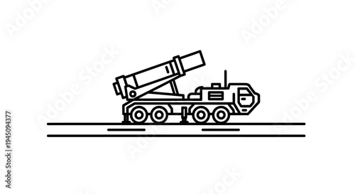 Rocket Launcher Military Vehicle Icon Line Art