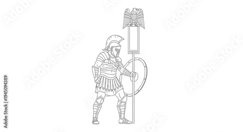 Roman Legionary Soldier with Eagle Standard and Shield