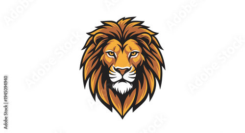 Majestic lion head illustration with golden mane and focused gaze