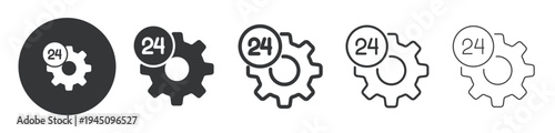 24-hour technical support thin line and solid icon. Multi series icon. Web minimal icon