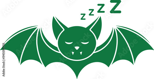 Sleeping Bat Icon with Zzz Symbols on White Background illustration