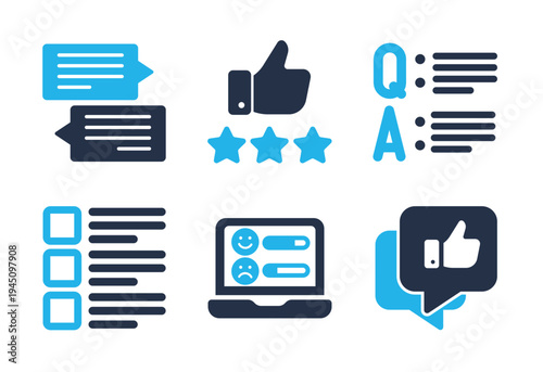 Feedback icon set. Solid glyph series icons