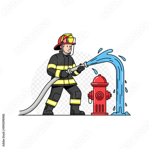 A firefighter using a hydrant to put out a fire