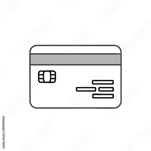 Simplified illustration of a credit or debit card with chip and magnetic stripe area