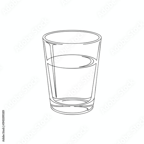 A simple line drawing of a glass filled with clear liquid