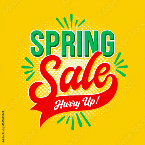 Vibrant spring sale banner with colorful flowers and cheerful text