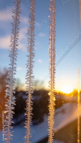 Macro view of frost crystal texture