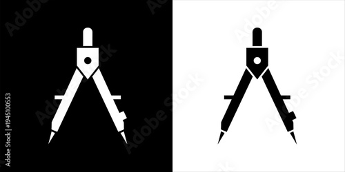 Graphic Symbol of a Drawing Compass for Education and Design