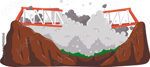 Illustration Bridge Cut Off by Cold Lava Flows from Mount Semeru