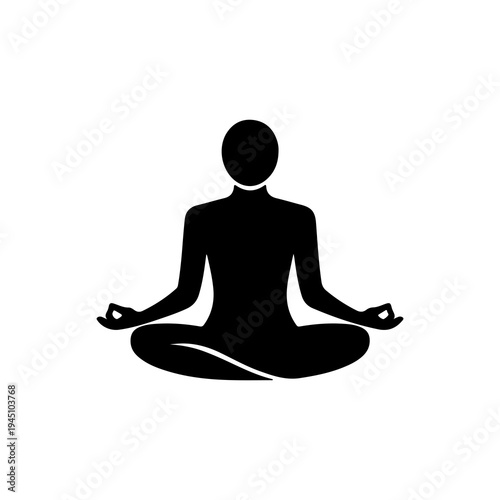 Meditation Yoga Silhouette, Mindfulness Pose Illustration