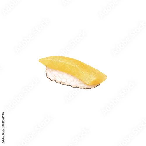 Kazunoko Herring Roe Nigiri Sushi Illustration Isolated on White Background Japanese Food
