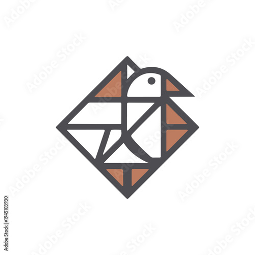 Geometric Bird Logo Design, Abstract Polygonal Bird Illustration