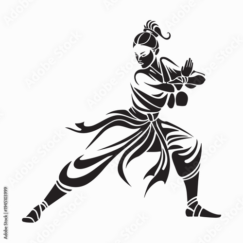 Female Karate Master Vector Icon for Fitness and Combat Training