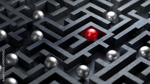 metallic balls searching for exit, leadership and decision concept