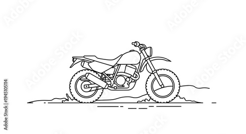 Dual Sport Motorcycle Line Art Illustration