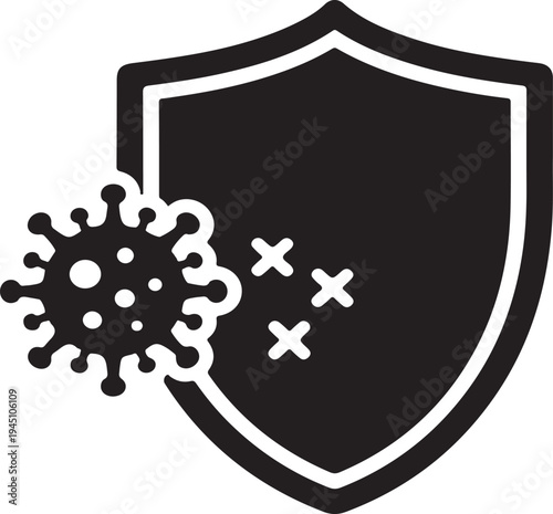 Immunity shield protecting against viral cells a strong defense mechanism health and wellness concept vector illustration