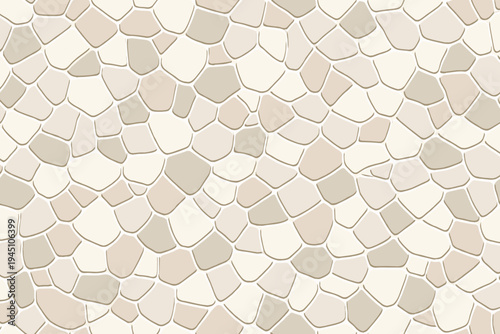 Seamless Stone Floor Pattern and Cobblestone Texture Background. Minimalist Flat Vector Illustration of Beige Mosaic Pavement for Wallpaper, Interior Design, and Architectural Surface Decor.