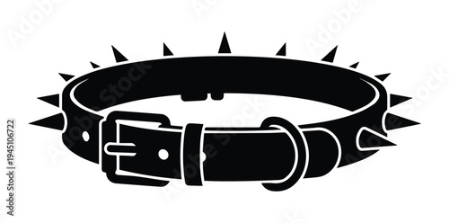 Spiked collar for dogs or punk Icon Silhouette vector black design on a white background