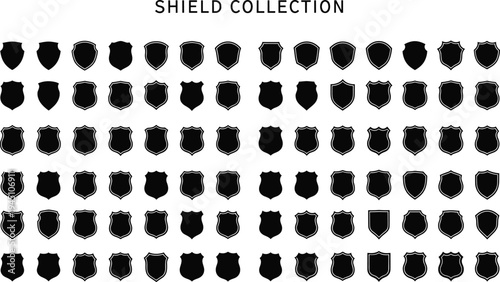 Historical collection of various medieval and heraldic shields displayed in a grid pattern