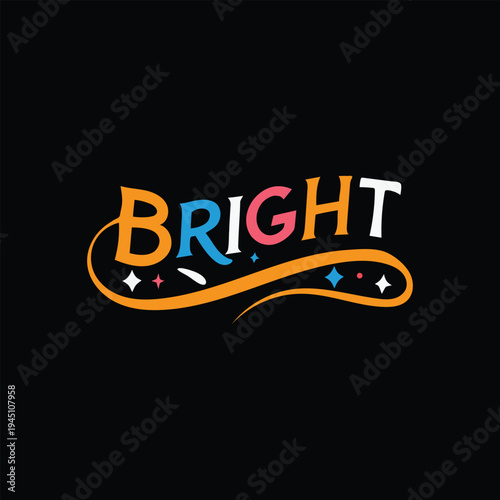 Bright colorful typography design with decorative swirl