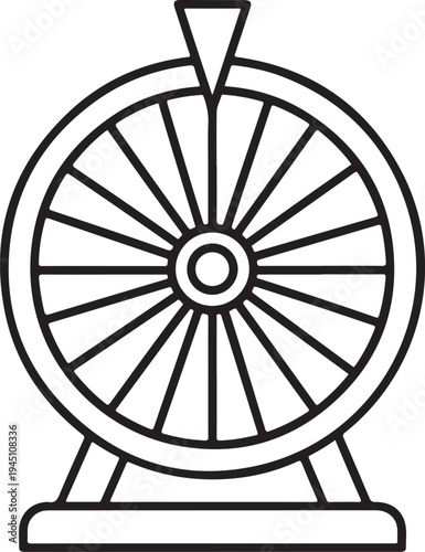 Wheel of fortune game show outline icon vector illustration isolated on transparent background