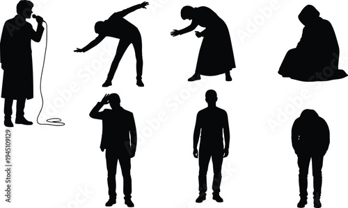 Silhouettes depicting various human emotions and activities in daily life