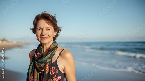 Portrait of a middle-aged woman at the beach