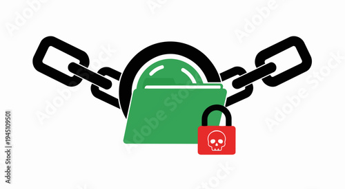 Cyber Security Breach Illustration: Encrypted Document Folder with Danger Symbol