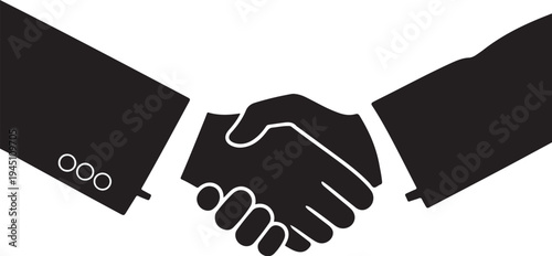 Black silhouette handshake between two people in business suits