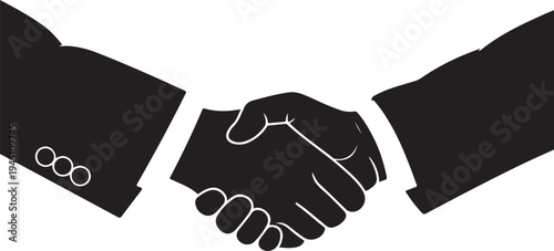 Black silhouette handshake between two people in business suits