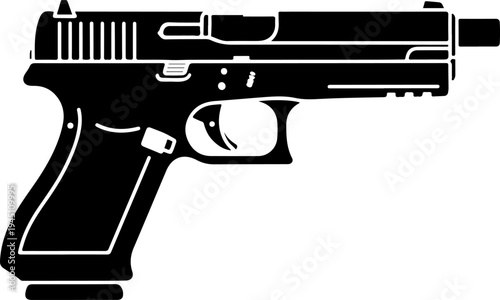 Military Grade Handgun Silhouette Icon for Defense and Combat