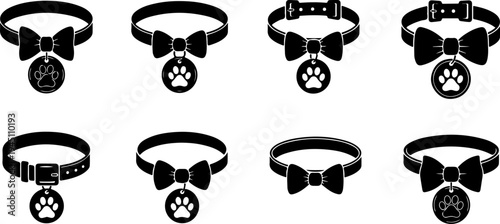 Dog collar silhouette illustration set   