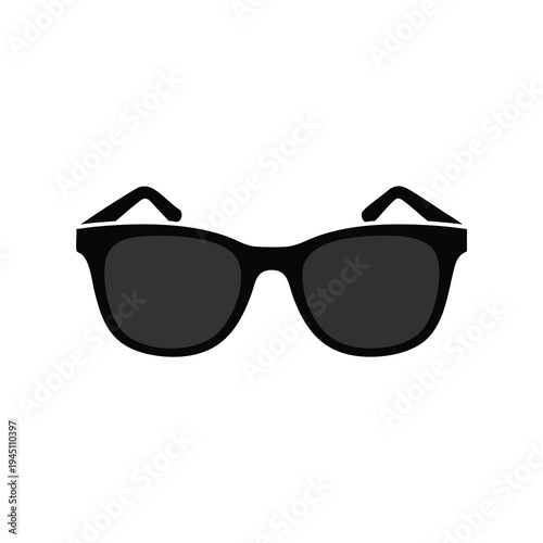 Flat icon of black sunglasses with dark lenses, centered on a white background