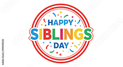 Happy Siblings Day Colorful Text Logo.