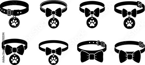 Dog collar silhouette illustration set   