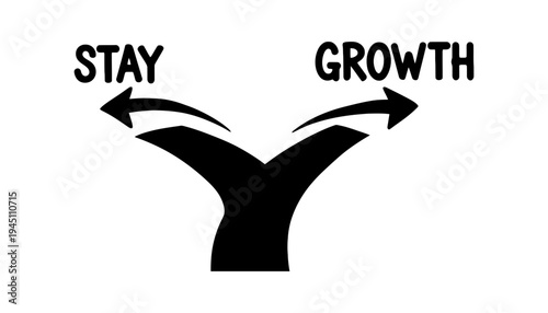 A black and white illustration of a growth and stay concept