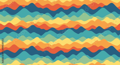 Seamless Retro Mountain Vector Pattern in Warm Earth Tone Colors for Modern Design