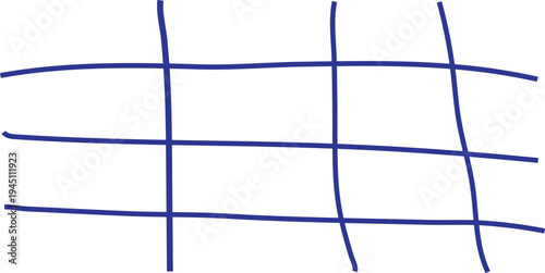 Abstract blue grid line pattern with hand drawn strokes. Minimal intersecting lines forming irregular lattice design. Modern simple background for wallpaper, textile, and creative surface design. 