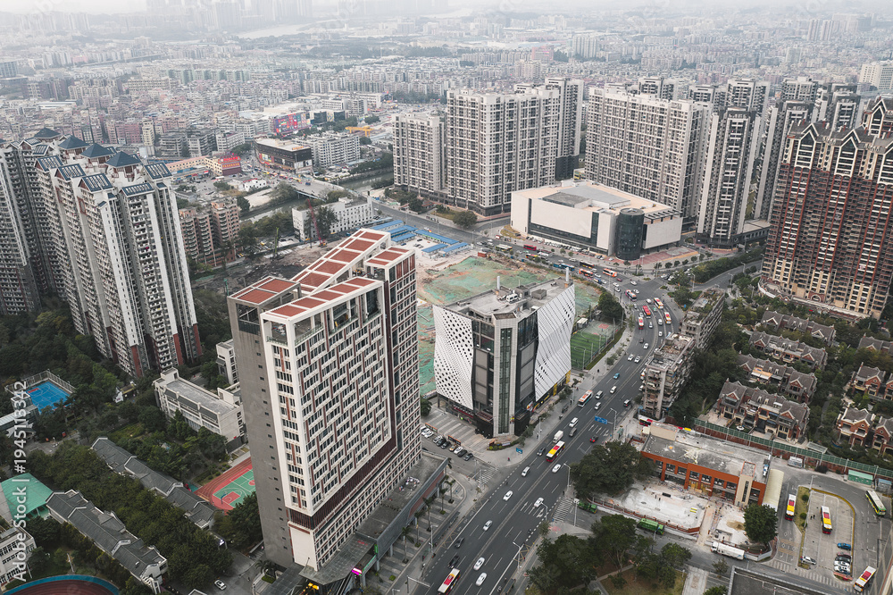 Fototapeta premium Aerial view of cityscape in Guangzhou China