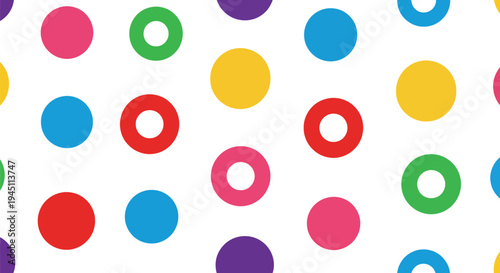 Colorful Polka Dot Vector Pattern Seamless Background for Kids and Party Designs