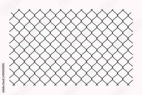 Seamless Wire Mesh Wall Pattern and Chain Link Fence Texture Vector Illustration. Industrial Metallic Grid Background for Security, Protection, and Construction Design Projects on Light Backdrop.